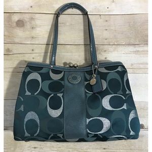 Coach Signature Metallic Satchel Handbag